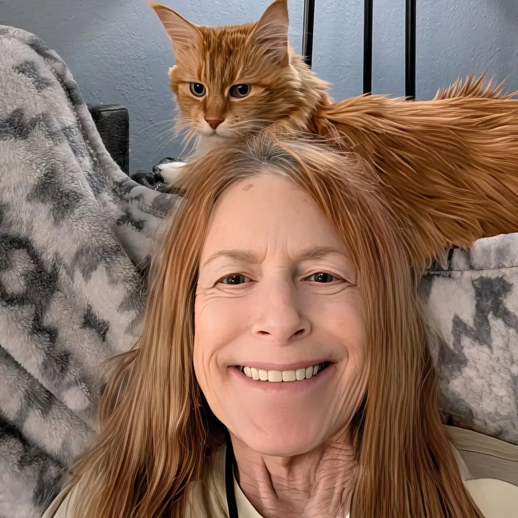 Pauli with her Mainecoon Rosie